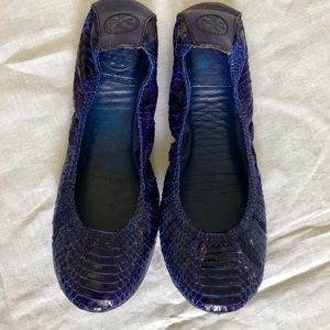 Tory Burch snakeskin ballet flats gently worn